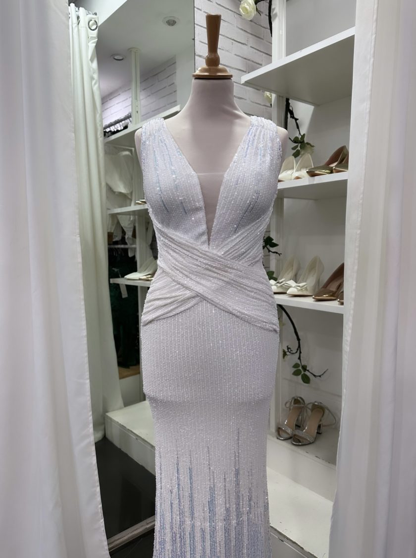 Vestido Novia Lentejuelas Cruzado - Imagen 5