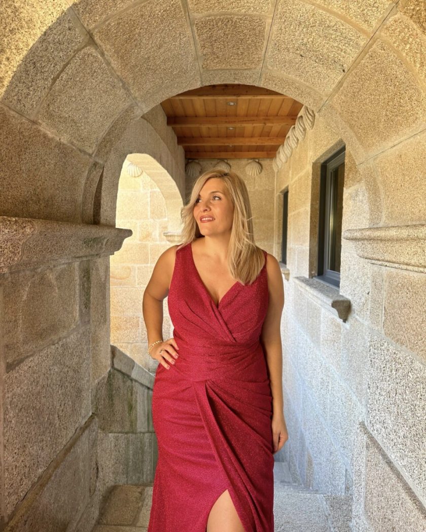 Vestido Sirena Brillos Volante Curvy - Imagen 6