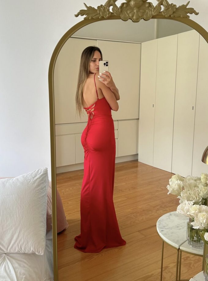 Vestido Seda Elástico Drapeado Espalda Novia