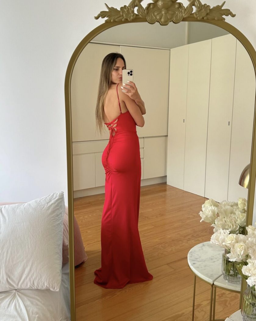 Vestido Seda Elástico Drapeado Espalda - Imagen 8