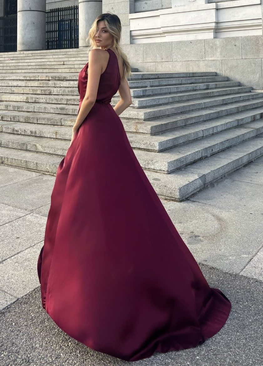 Vestido Asimétrico Seda Cola - Imagen 7
