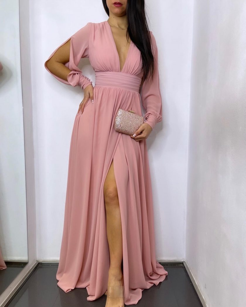 Vestido Gasa Aberturas Mangas - Imagen 10