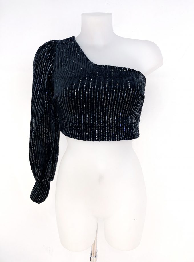 Top Asimétrico Terciopelo Lentejuelas