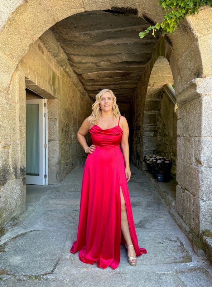 Vestido Seda Drapeado