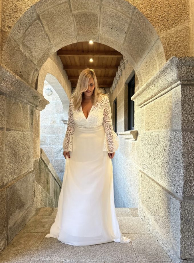 Vestido Ibiza Mangas Volante Novia