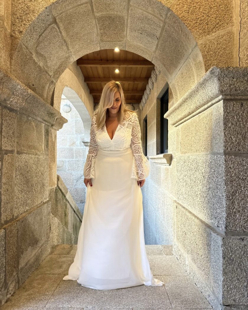 Vestido Ibiza Mangas Volante Novia - Imagen 5