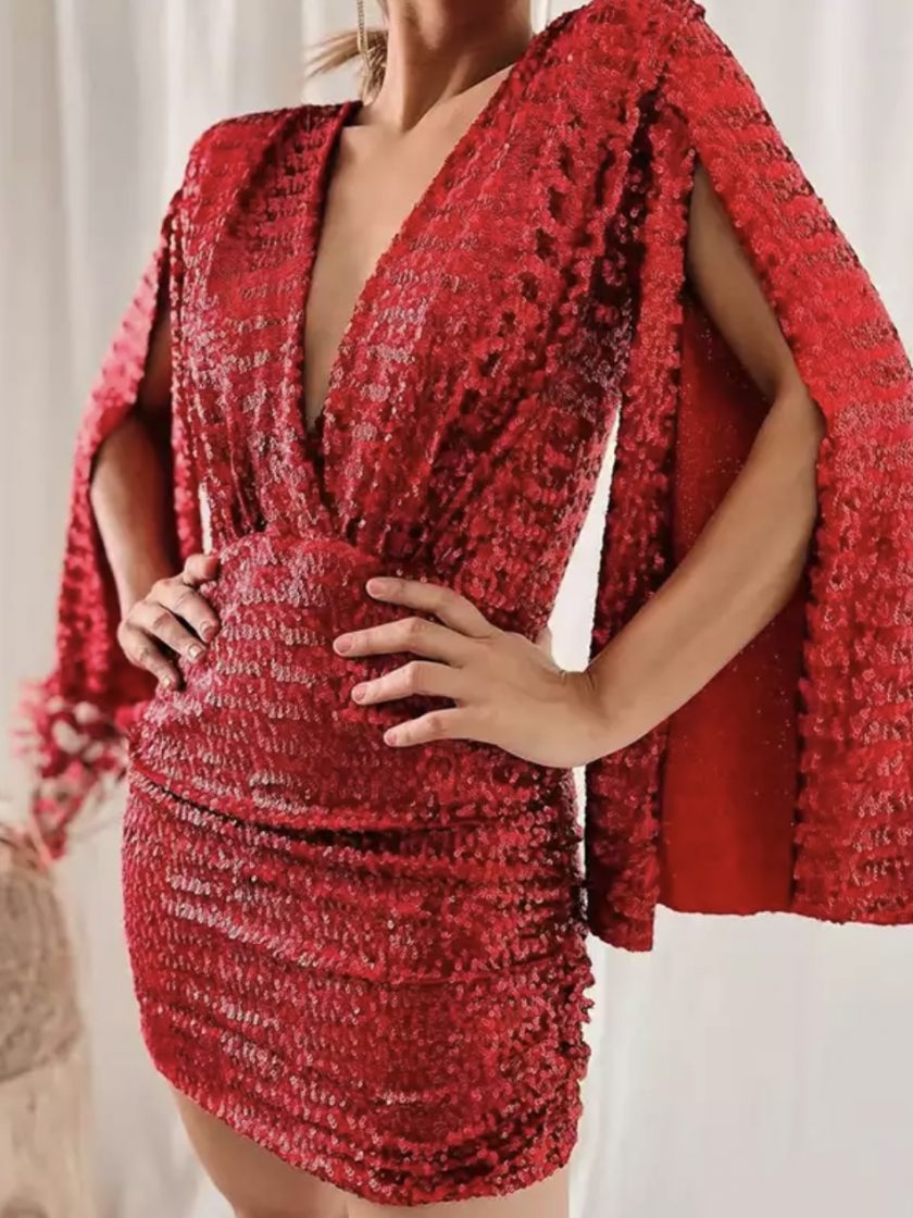 Vestido Lentejuelas Mangas Abiertas - Imagen 9