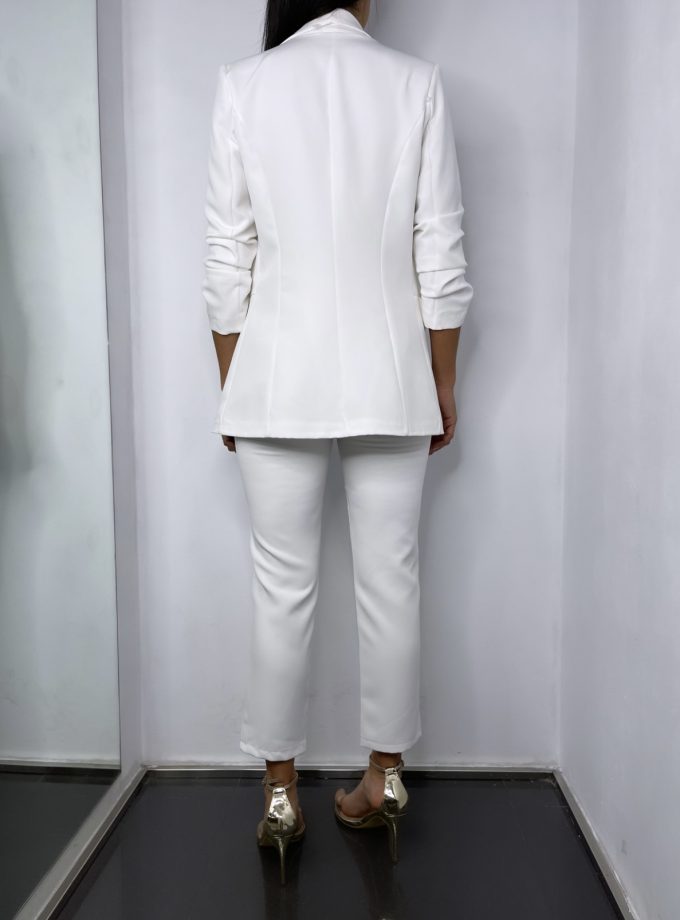 Traje Paris Manga Fruncida Blanco