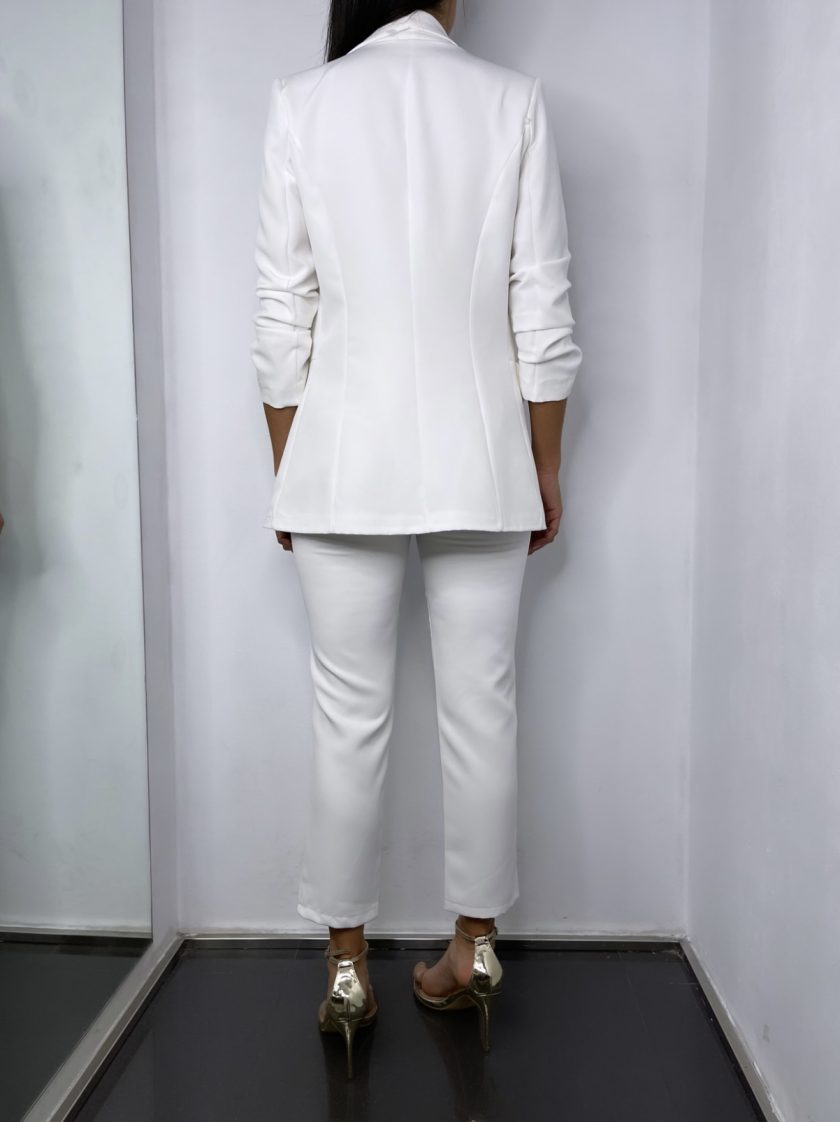Traje Paris Manga Fruncida Blanco - Imagen 6