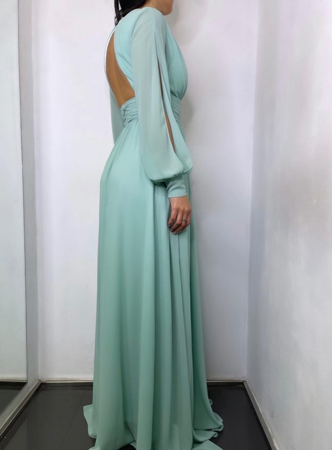 Vestido Gasa Aberturas Mangas