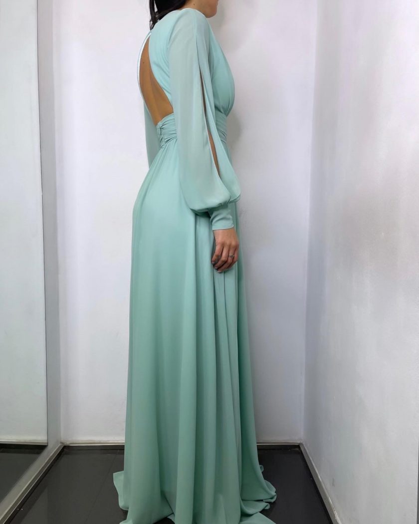 Vestido Gasa Aberturas Mangas - Imagen 6