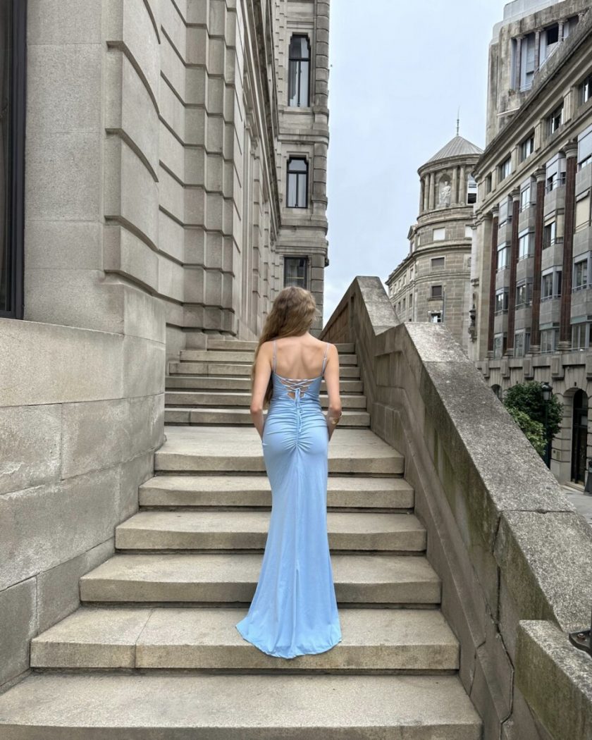 Vestido Seda Elástico Drapeado Espalda - Imagen 11