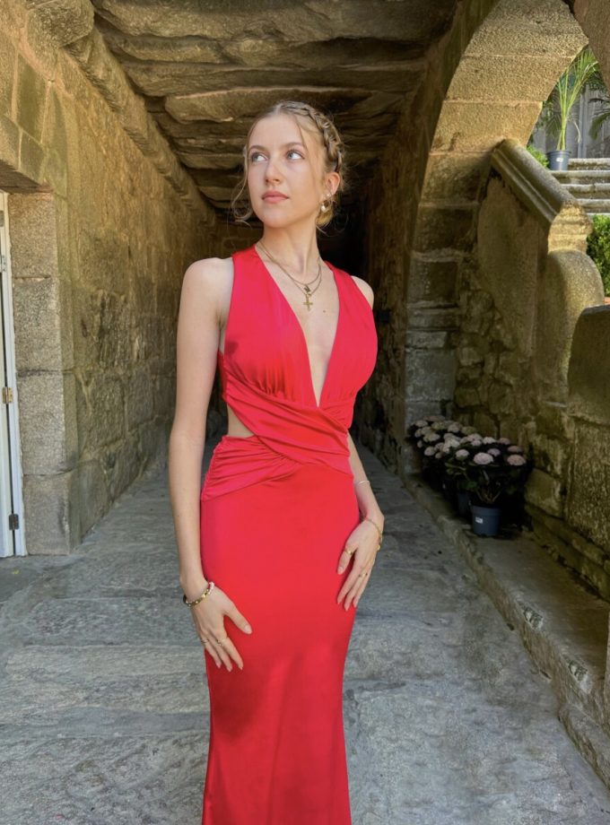 Vestido Seda Sirena Cruzado Espalda