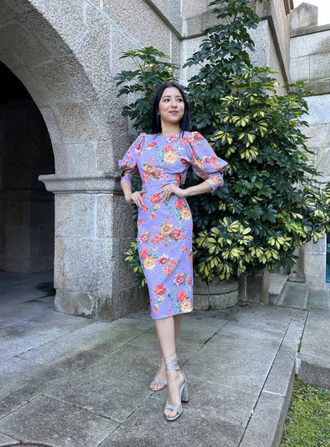 Vestido Midi Botones Estampado