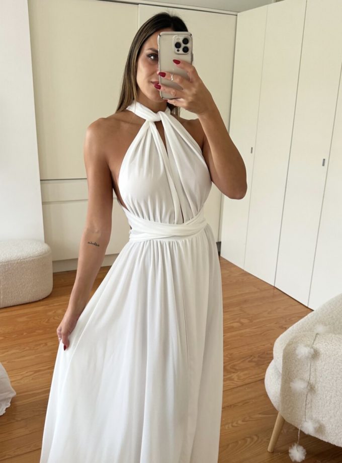 Vestido Multiposición Gasa Abertura Novia