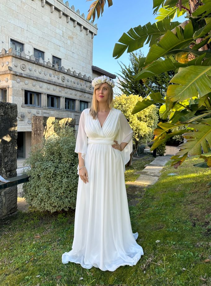 Vestido Gasa Mangas Novia Curvy