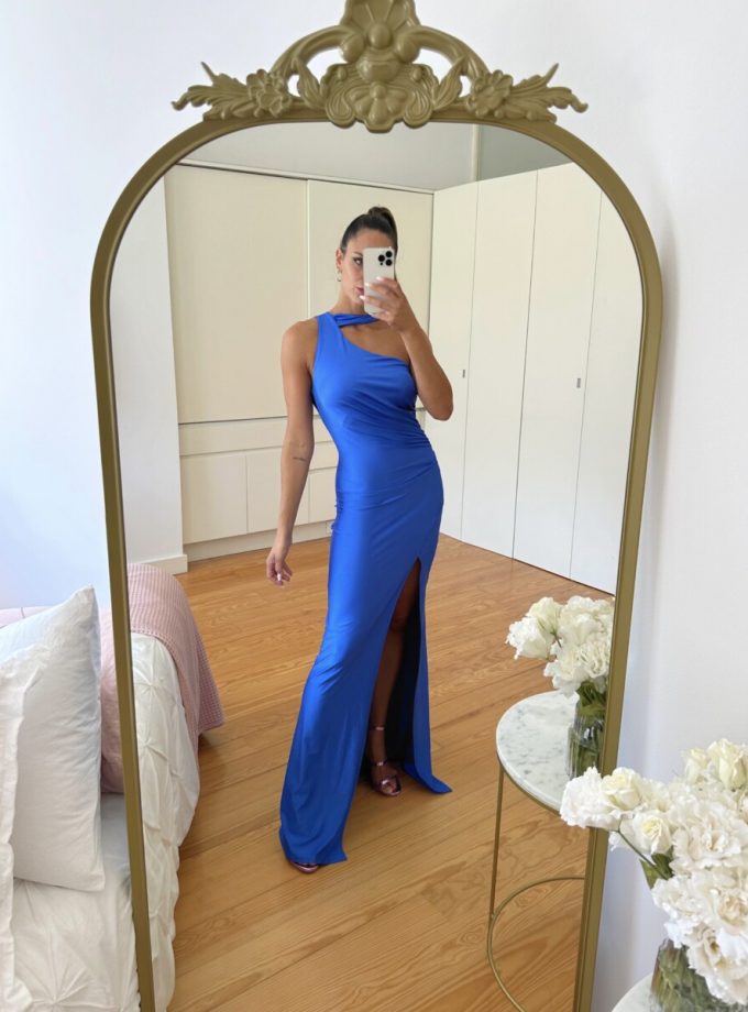 Vestido Seda Atado Cuello