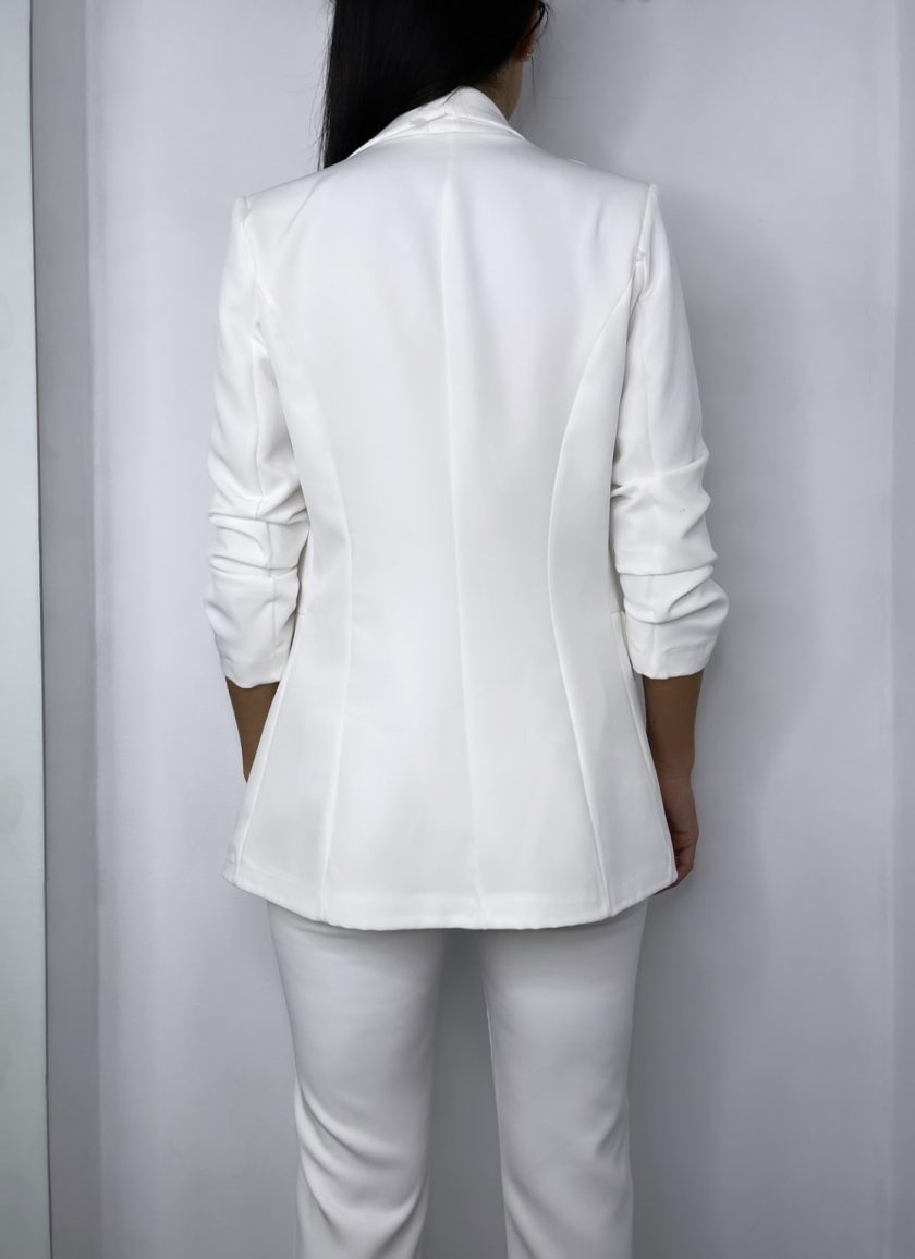 Traje Paris Manga Fruncida Blanco - Imagen 5