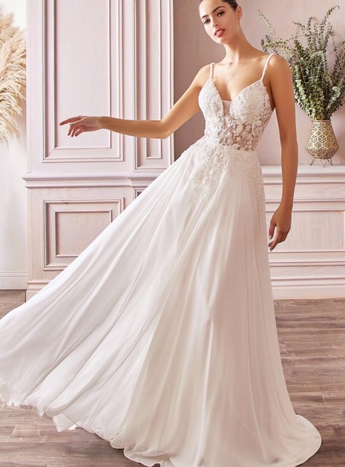 Vestido Novia Transparencias Flores Tirantes