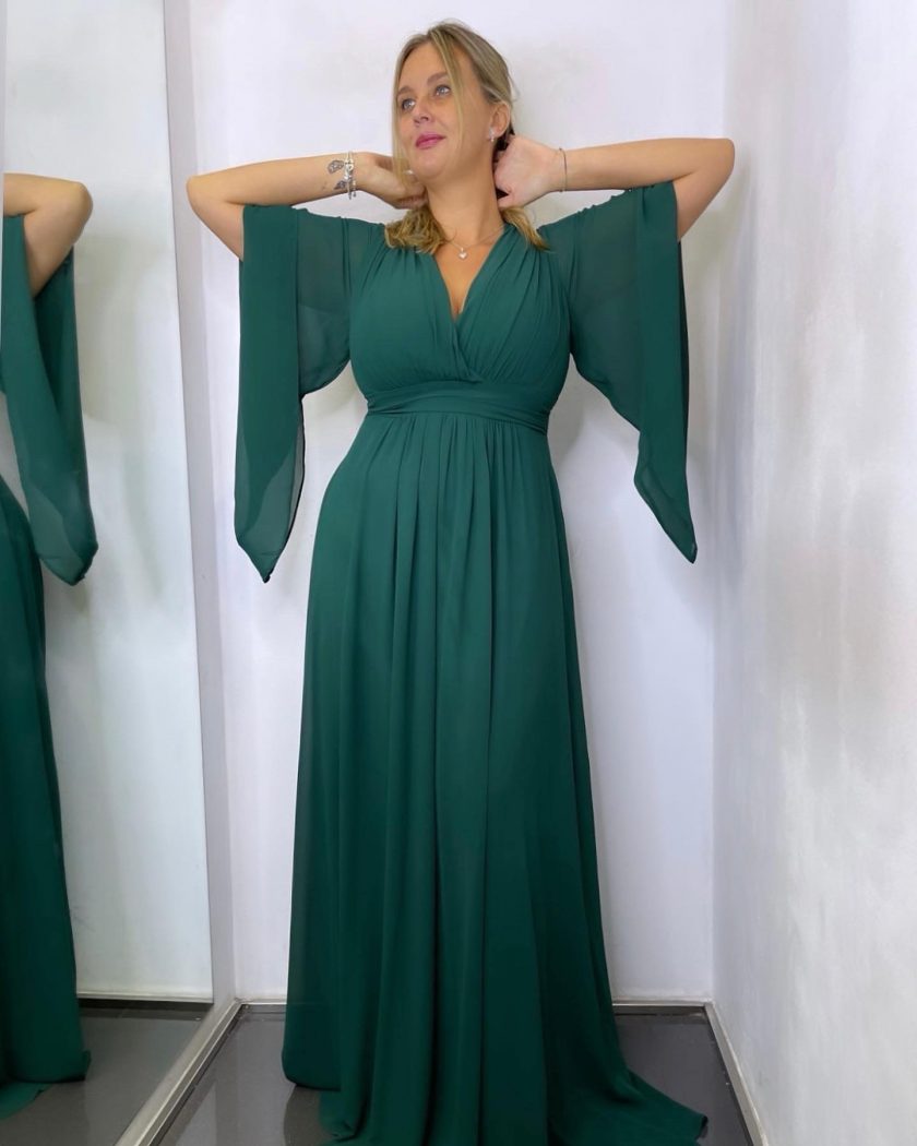 Vestido Gasa Mangas Curvy