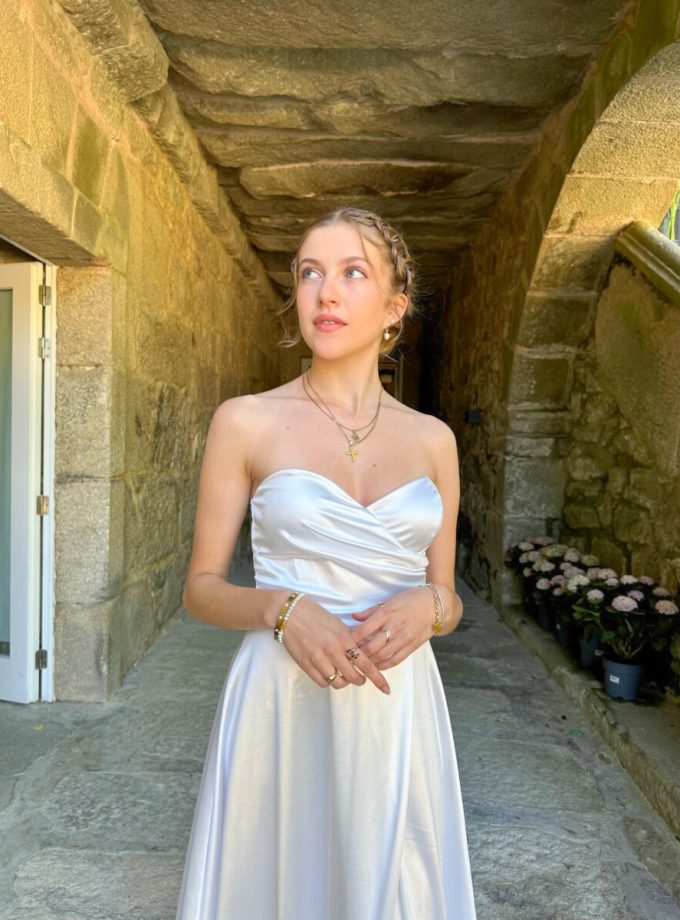 Vestido Seda Escote Corazón Novia