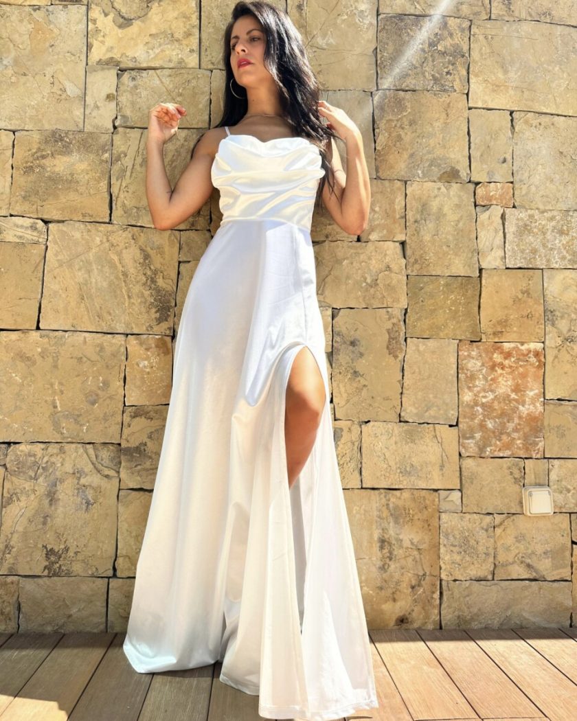 Vestido Seda Drapeado Novia - Imagen 4