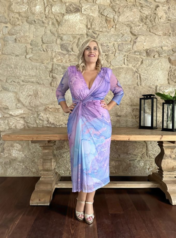 Vestido Estampado Nudo Curvy Midi