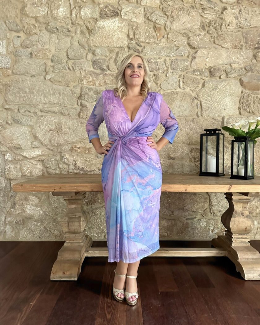 Vestido Estampado Nudo Curvy Midi