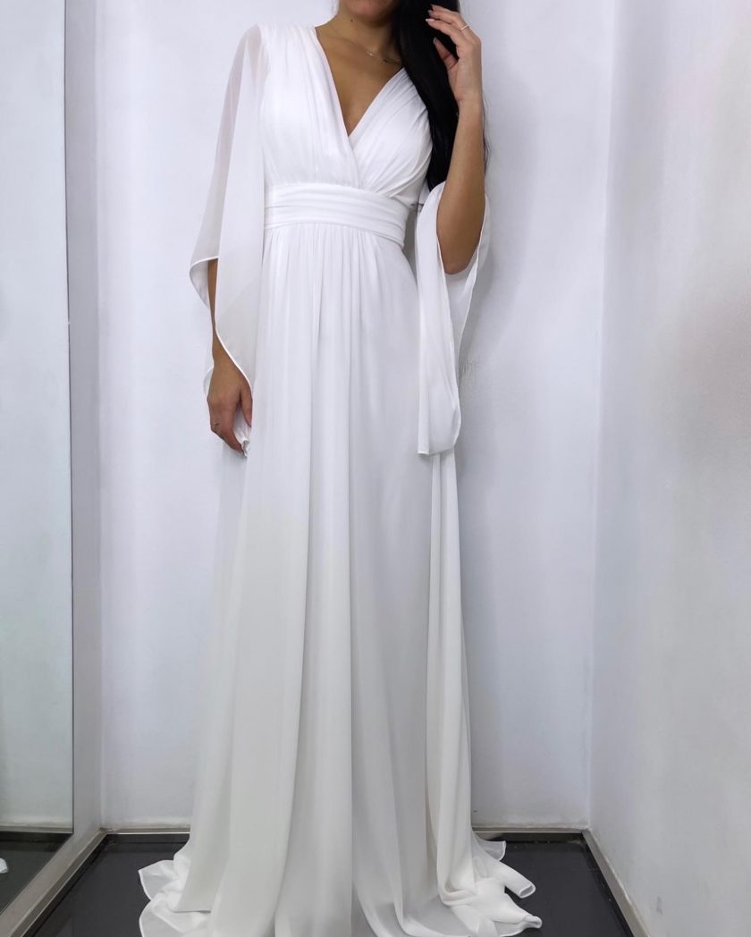 Vestido Gasa Mangas Novia Curvy - Imagen 4