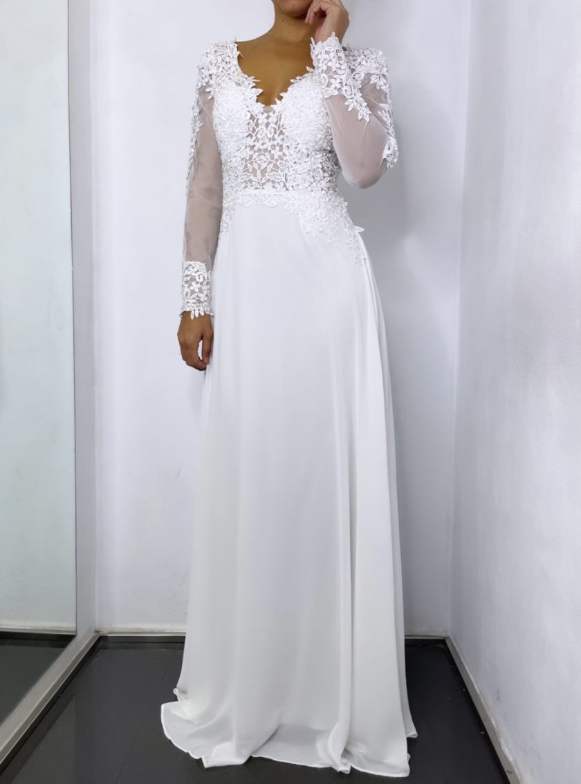 Vestido Dama Mangas Novia