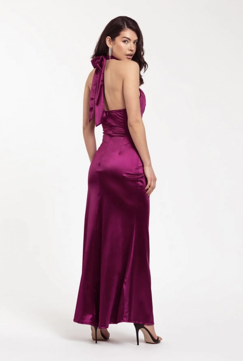Vestido Seda Halter Drapeado - Imagen 27