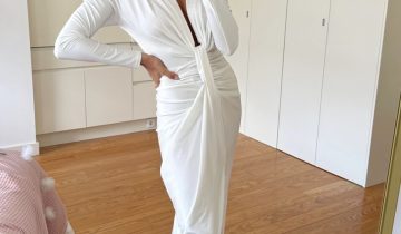 Vestido Seda Escote Nudo Mangas Novia
