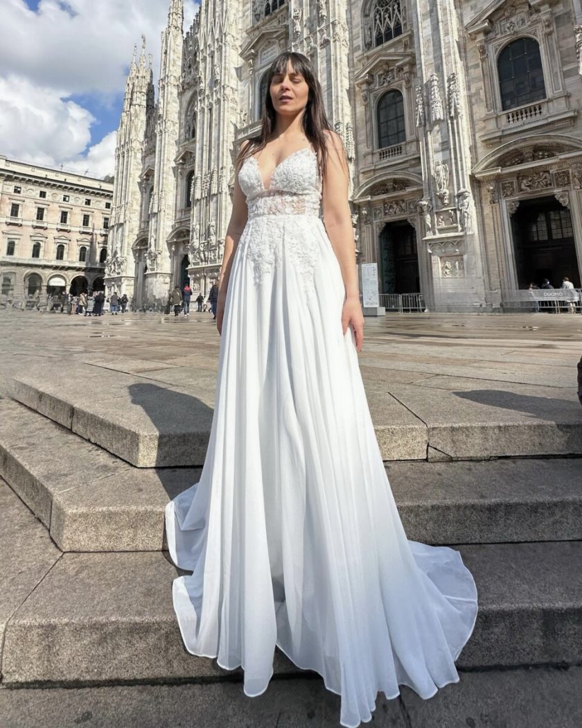 Vestido Novia Transparencias Flores Tirantes - Imagen 9