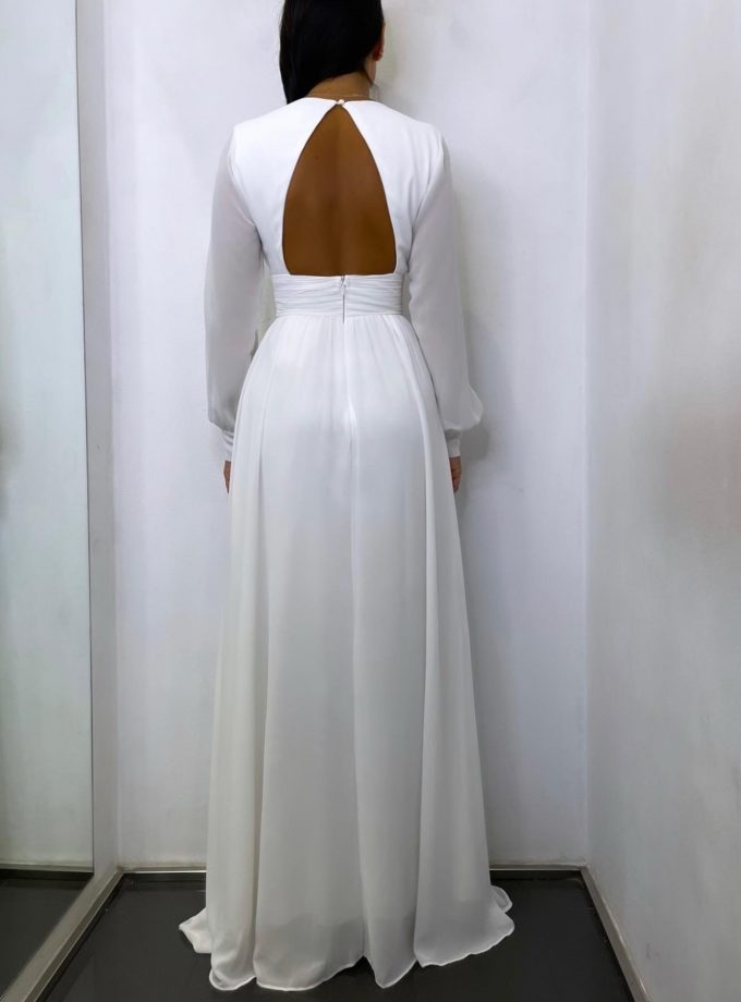 Vestido Gasa Aberturas Mangas Novia