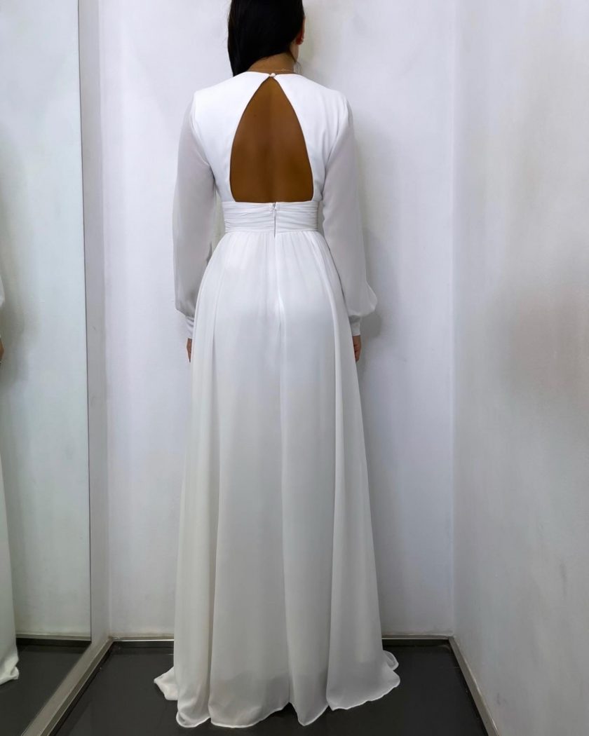 Vestido Gasa Aberturas Mangas Novia - Imagen 7