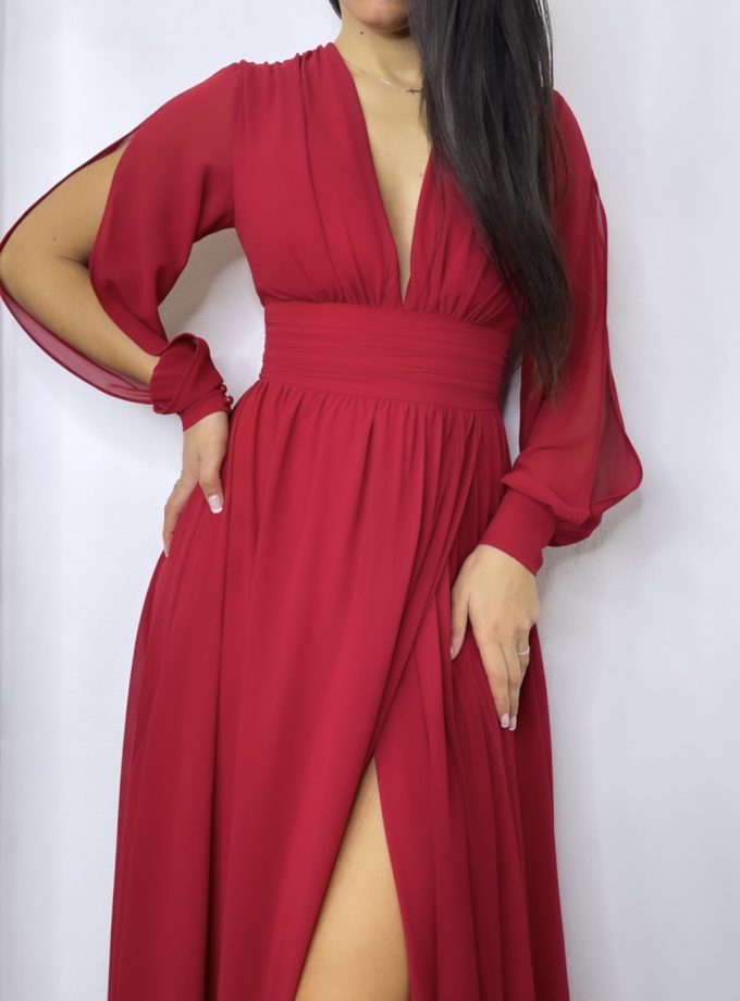 Vestido Gasa Aberturas Mangas