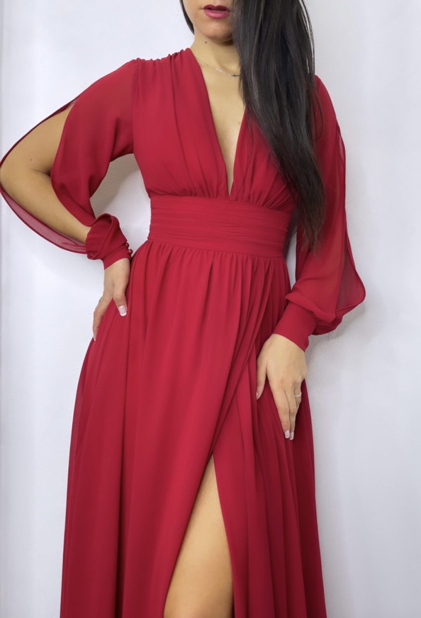 Vestido Gasa Aberturas Mangas - Imagen 19