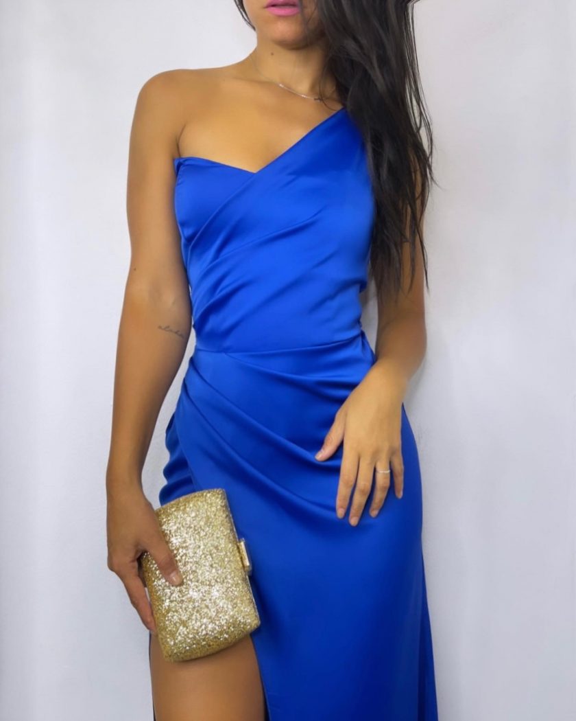 Vestido Asimétrico Abertura Seda - Imagen 38