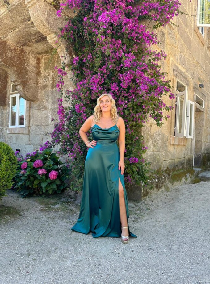 Vestido Seda Drapeado