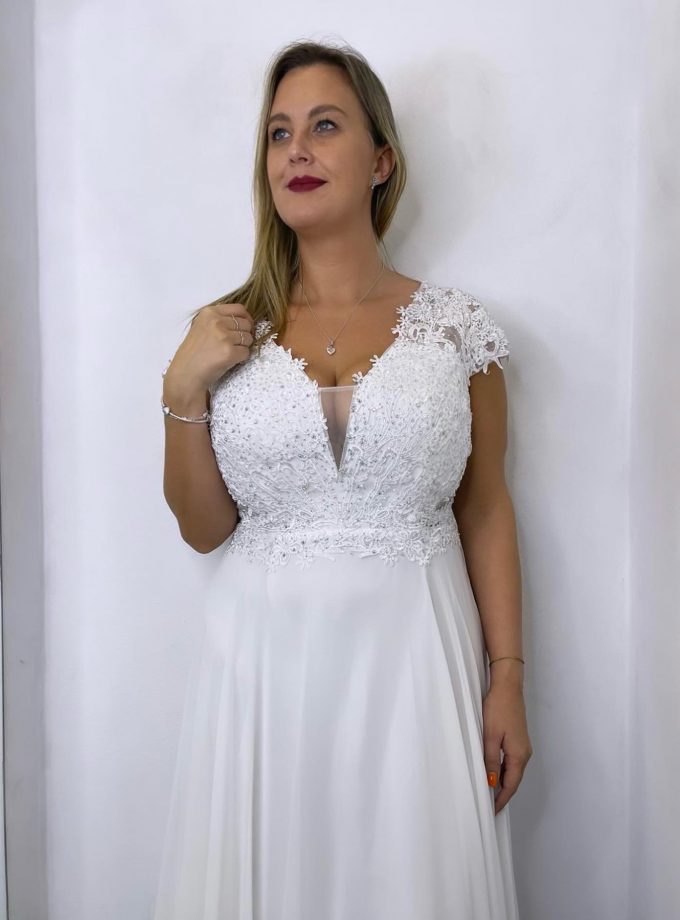 Vestido Encaje Brillos Curvy Novia