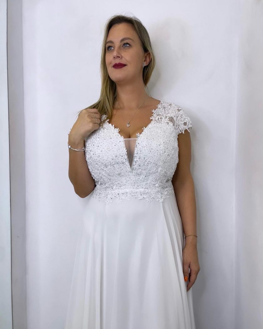 Vestido Encaje Brillos Curvy Novia - Imagen 5