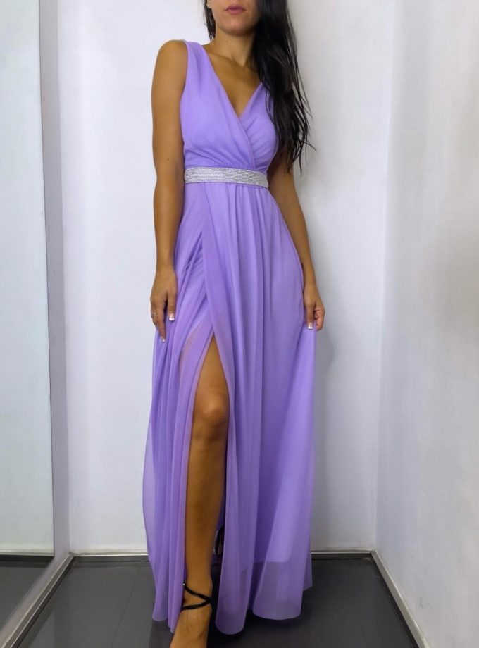 Vestido Tul Basic Cintura Brillos