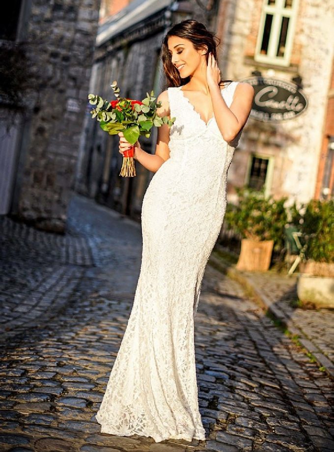 Vestido Encaje Sirena Espalda Novia