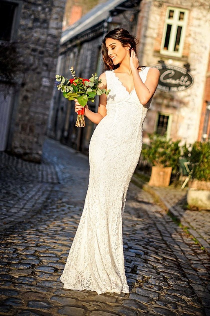 Vestido Encaje Sirena Espalda Novia