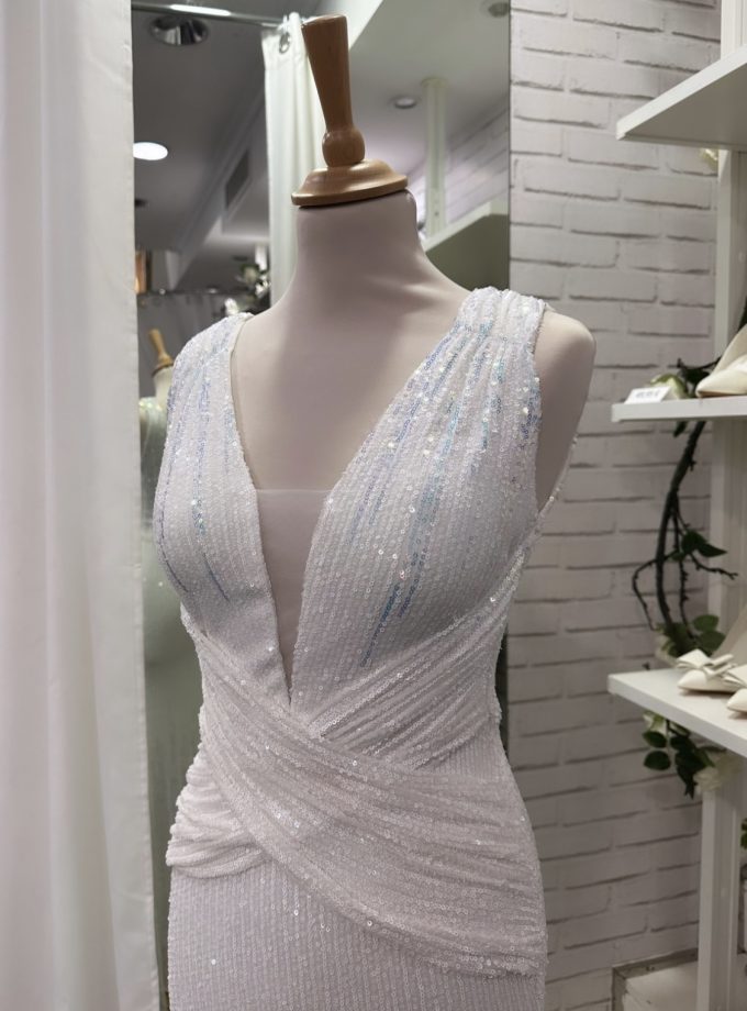 Vestido Lentejuelas Cruzado Oro