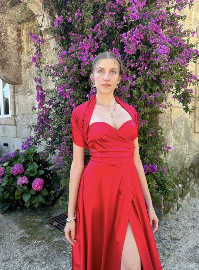 Vestido Seda Escote Corazón