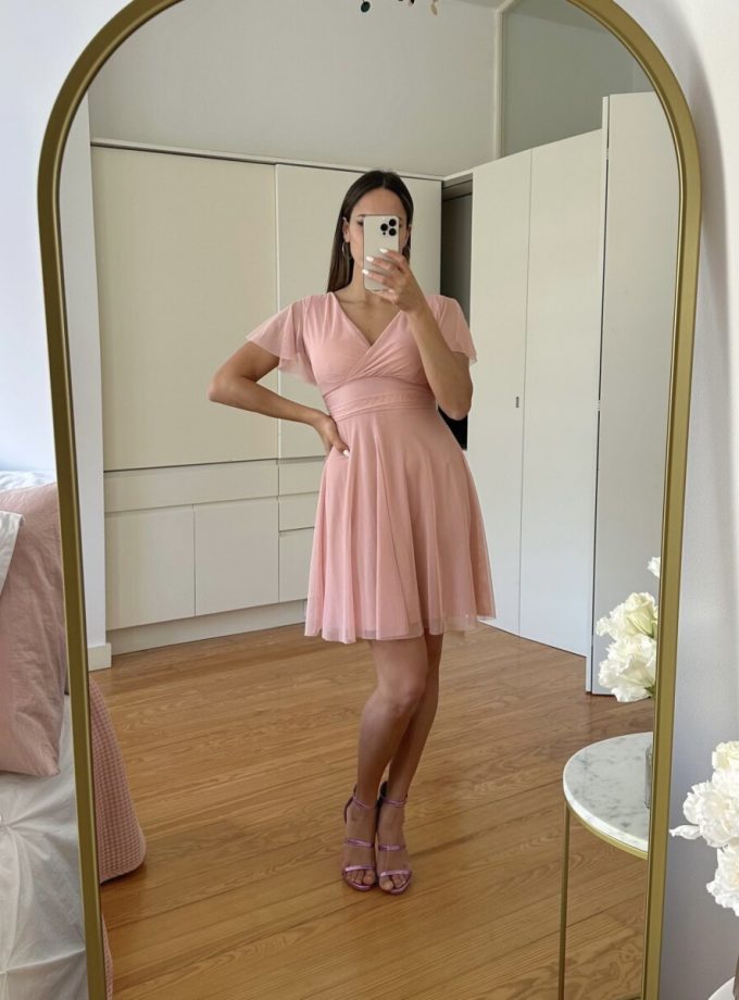 Vestido Tul Mangas Corto