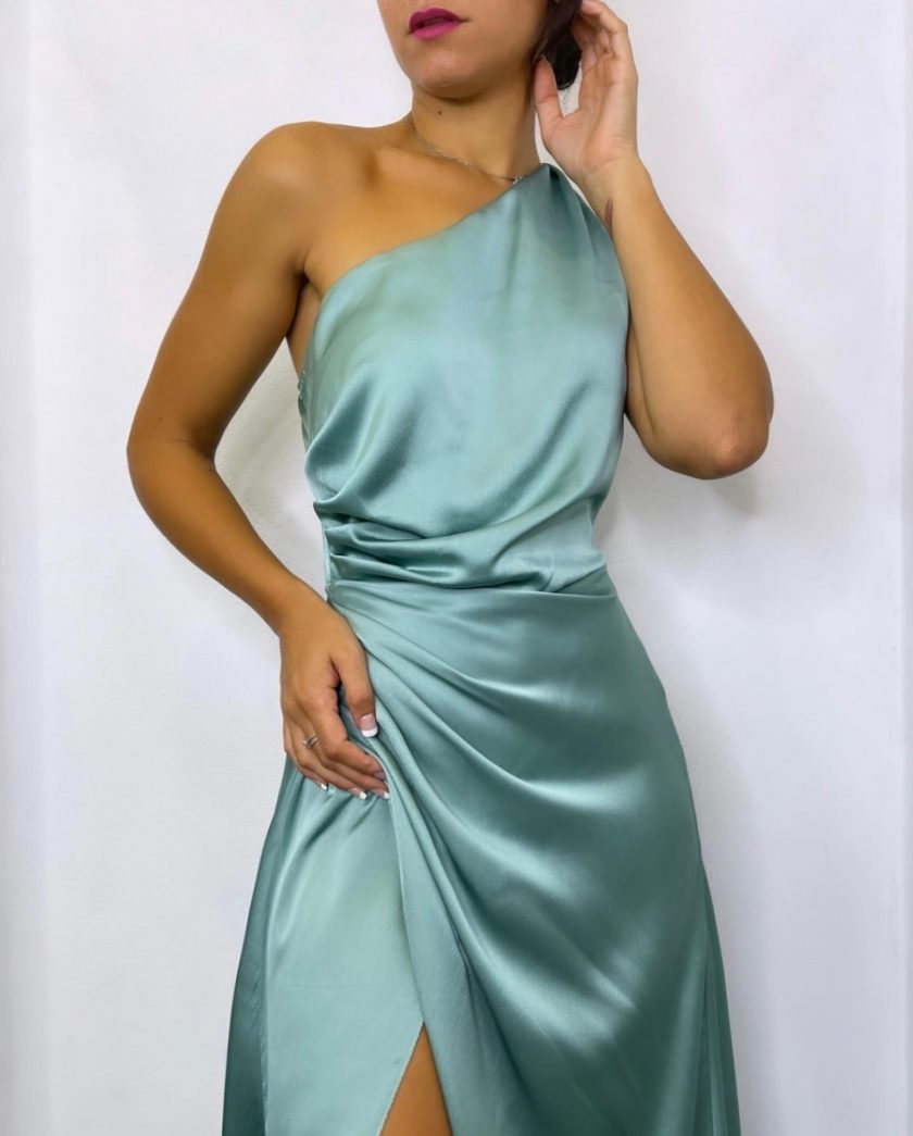 Vestido Asimétrico Seda Cola - Imagen 32