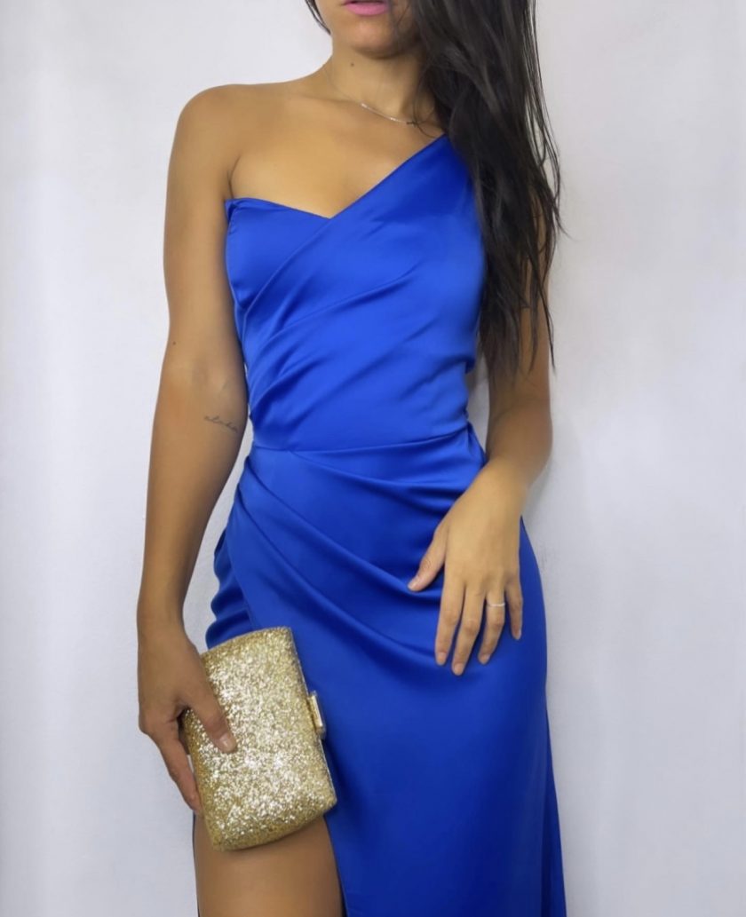 Vestido Asimétrico Abertura Seda