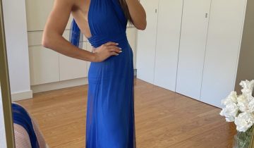 Vestido Tul Halter Abertura Pecho